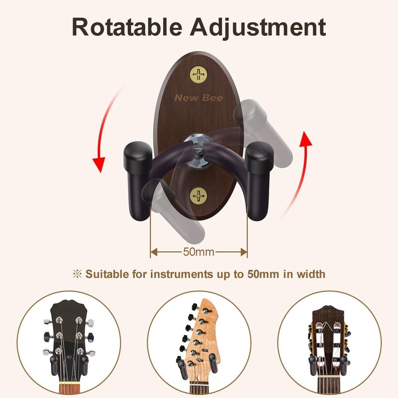 New Bee Ukulele Wall Mount, Guitar Wall Mount Hanger Hook Holder Stand Bracket with Screw Fits All Size Bass Mandolin Banjo - Image 4